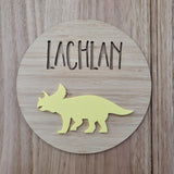 Triceratops Bamboo & Acrylic Wall Plaque