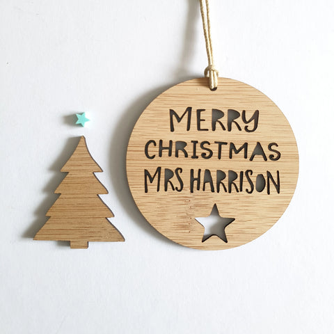 Personalised  Christmas Decoration for Teacher - star - Little Birdy Finds