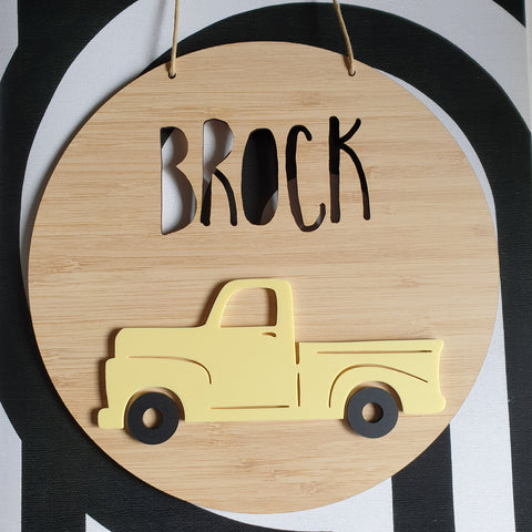 Vintage Truck Bamboo & Acrylic Wall Plaque