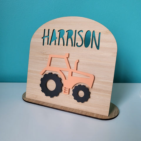 Personalised Arch Tractor Plaque