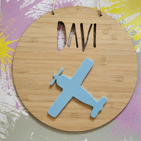 Airplane Bamboo & Acrylic Wall Plaque