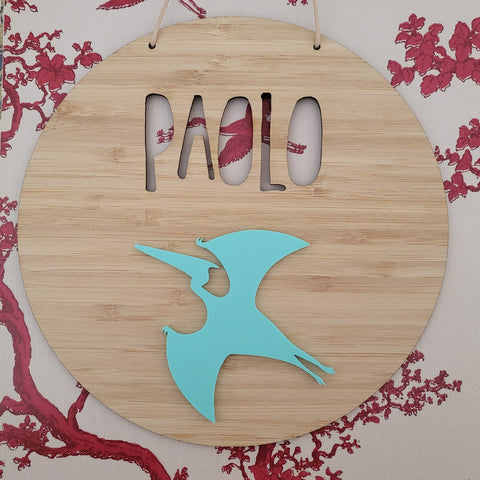 Pterodactyl Bamboo & Acrylic Wall Plaque
