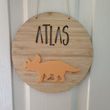 Triceratops Bamboo & Acrylic Wall Plaque