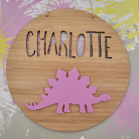 Stegosaurus Bamboo & Acrylic Wall Plaque