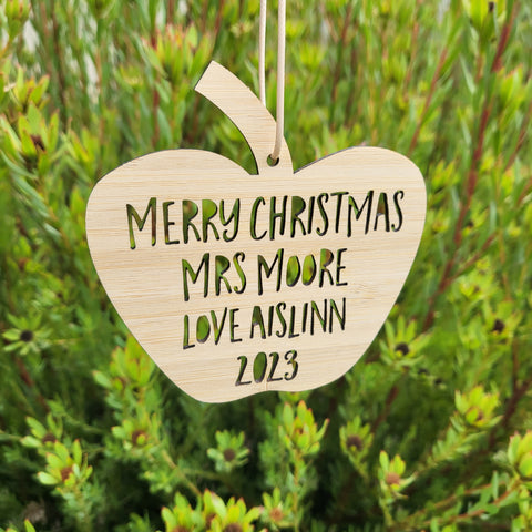 Personalised Apple Merry Christmas or Thank You Teacher 2023 - Little Birdy Finds