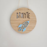 Rocket Bamboo & Acrylic Wall Plaque