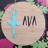 Ballerina / Dancer Bamboo & Acrylic Wall Plaque