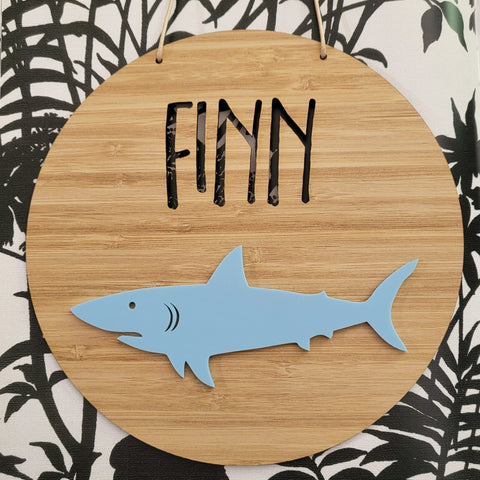 Shark Bamboo & Acrylic Wall Plaque