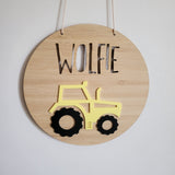 Tractor Bamboo & Acrylic Wall Plaque