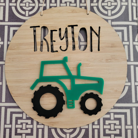 Tractor Bamboo & Acrylic Wall Plaque