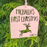 Personalised First Christmas Arch Wood Christmas Decoration