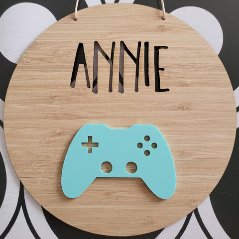 Game Controller Bamboo & Acrylic Wall Plaque