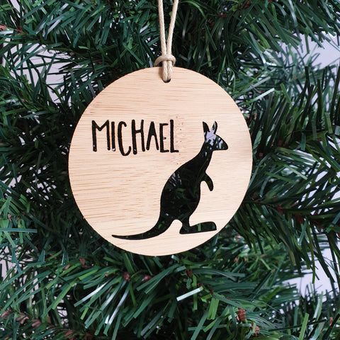 Kangaroo Christmas decoration - Little Birdy Finds - Australian made, personalised children's decor, bag tags, cubby house signs, christmas decorations, custom made, personalised decor, personalised gifts, keepsake