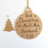 Personalised FIRST Christmas Bauble as MR & MRS 2020 - Little Birdy Finds
