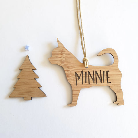 CHIHUAHUA Personalised  Christmas Decoration - Little Birdy Finds - Australian made, personalised children's decor, bag tags, cubby house signs, christmas decorations, custom made, personalised decor, personalised gifts, keepsake