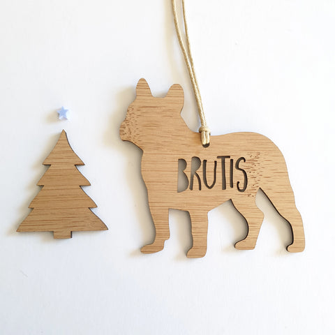 FRENCH BULLDOG Personalised  Christmas Decoration - Little Birdy Finds - Australian made, personalised children's decor, bag tags, cubby house signs, christmas decorations, custom made, personalised decor, personalised gifts, keepsake