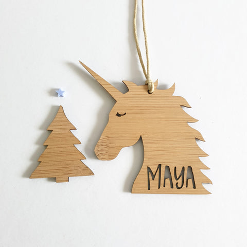 Unicorn Christmas decoration - Little Birdy Finds - Australian made, personalised children's decor, bag tags, cubby house signs, christmas decorations, custom made, personalised decor, personalised gifts, keepsake