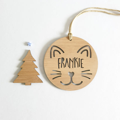 Cat Christmas decoration - Little Birdy Finds - Australian made, personalised children's decor, bag tags, cubby house signs, christmas decorations, custom made, personalised decor, personalised gifts, keepsake