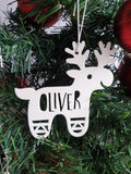 White Reindeer Personalised Christmas Decoration