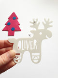 White Reindeer Personalised Christmas Decoration