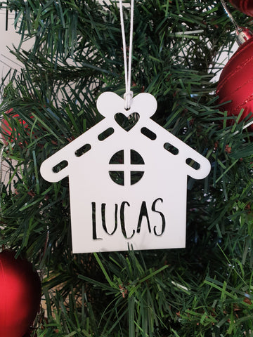 White Gingerbread House Personalised Christmas Decoration