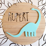 Dinosaur Bamboo & Acrylic Wall Plaque