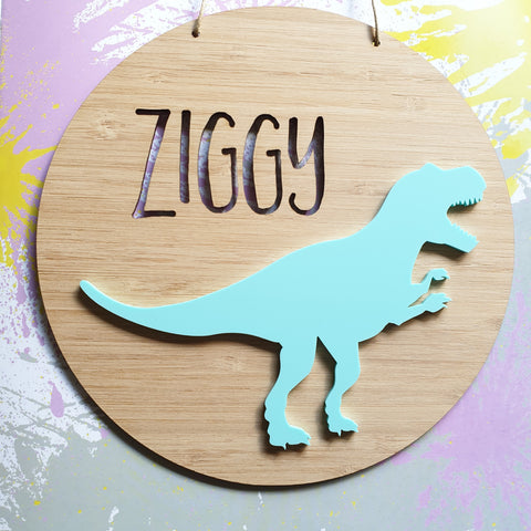 T-Rex Bamboo & Acrylic Wall Plaque