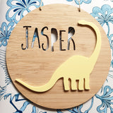Dinosaur Bamboo & Acrylic Wall Plaque