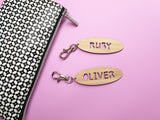 Surfboard Wood Bamboo keyring - Little Birdy Finds