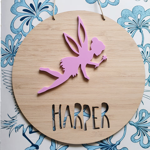 Fairy Bamboo & Acrylic Wall Plaque