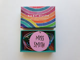 Personlised Teacher Keyring WITH RAINBOW LANYARD