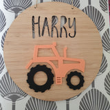 Tractor Bamboo & Acrylic Wall Plaque