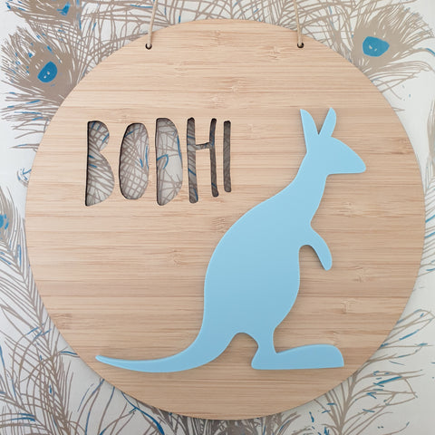 Kangaroo Bamboo & Acrylic Wall Plaque