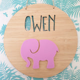 Elephant Bamboo & Acrylic Wall Plaque
