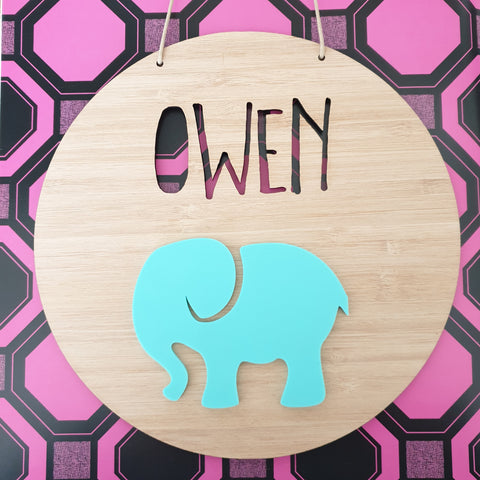 Elephant Bamboo & Acrylic Wall Plaque