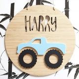 Monster Truck Bamboo & Acrylic Wall Plaque
