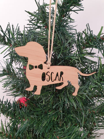 DACHSHUND with Bow Tie Personalised  Christmas Decoration