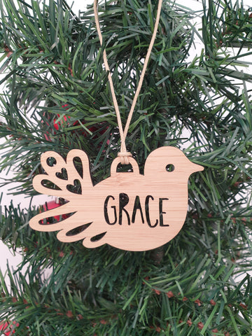 Bamboo Dove Personalised Christmas Decoration