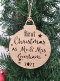 Personalised FIRST Christmas Bauble as MR & MRS 2020 - Little Birdy Finds
