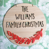Family Christmas Wooden Acrylic Garland Plaque