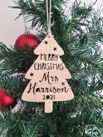 Personalised 'Merry Christmas' Christmas Tree Decoration