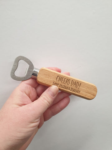 CHEERS DAD personalised wooden bottle opener