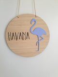 Flamingo Bamboo & Acrylic Wall Plaque