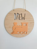 Train Bamboo & Acrylic Wall Plaque