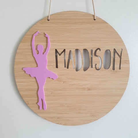 Ballerina / Dancer Bamboo & Acrylic Wall Plaque