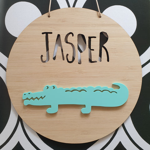 Crocodile Bamboo & Acrylic Wall Plaque