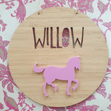 Horse / Pony Bamboo & Acrylic Wall Plaque