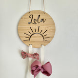 Personalised Wooden Bow-Hairclip holder SUNSHINE Design
