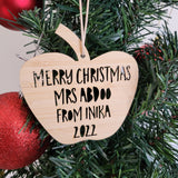 Personalised Apple Merry Christmas or Thank You Teacher 2022 - Little Birdy Finds
