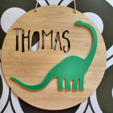 Dinosaur Bamboo & Acrylic Wall Plaque